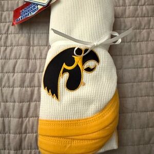 White and Yellow Iowa Hawkeye Waffle Knit Baby Blanket